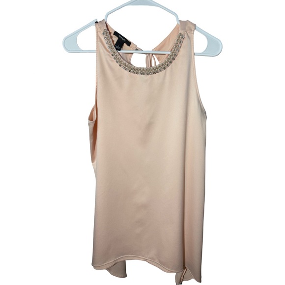 Alfani Pink Beaded rhinestone Sleeveless Tunic Top Size 8 Elegant Dressy Blouse - Picture 4 of 14